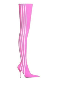 Balenciaga x Adidas Knife neon pink & white 110mm Over-the-knee-boots - Neon Pink & White
