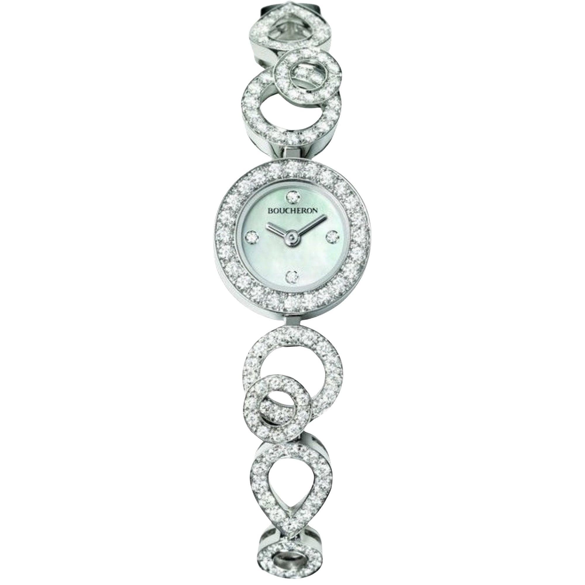 Ava Deco 18mm white gold white pearl & diamonds Watch - White