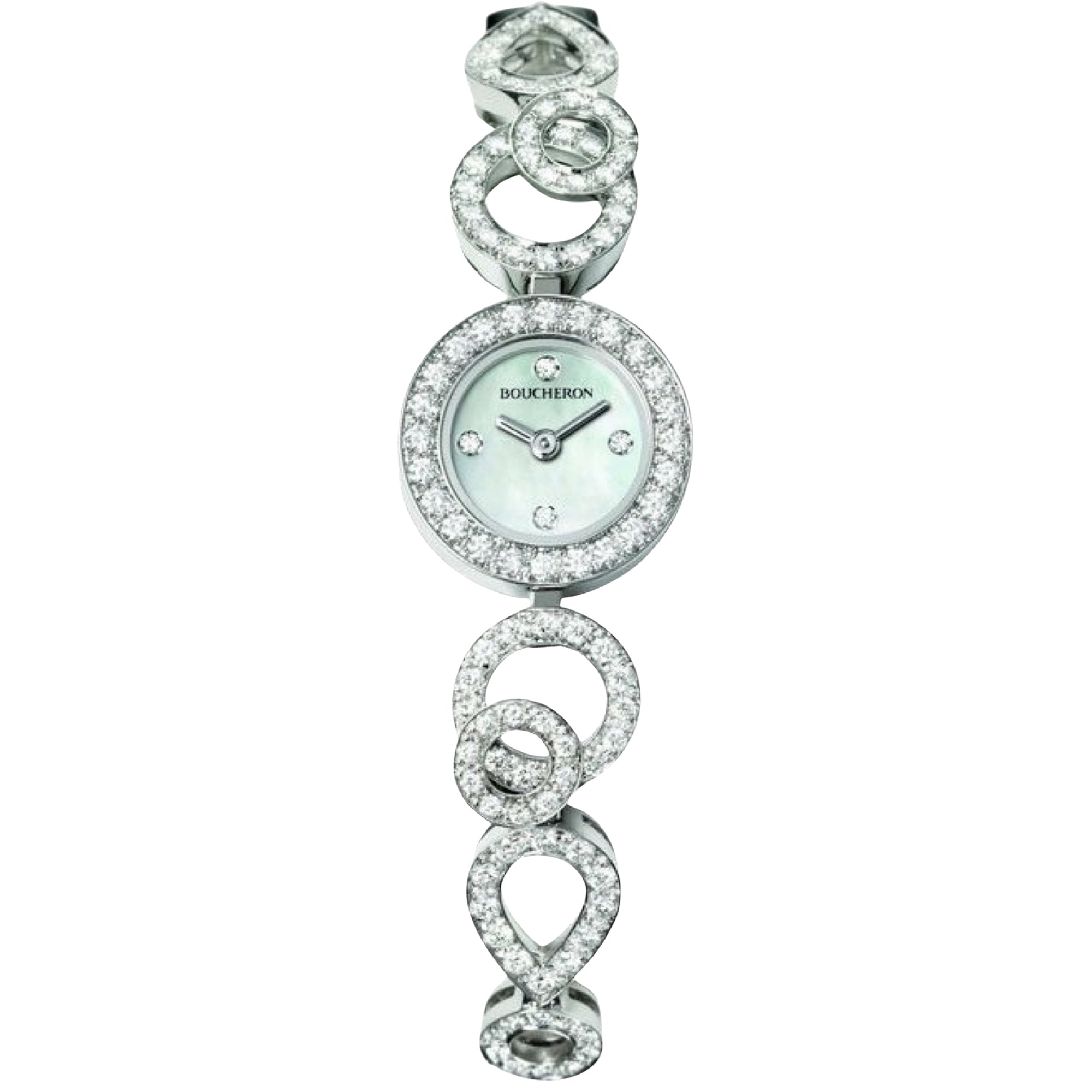 Ava Deco white gold white pearl & diamonds Watch - White