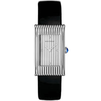Reflet Medium steel silver gadroons & black mat calf Watch - White & Black