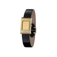 Reflet Small yellow and gadroon gold diamonds & black shiny calf Watch - Yellow & Black
