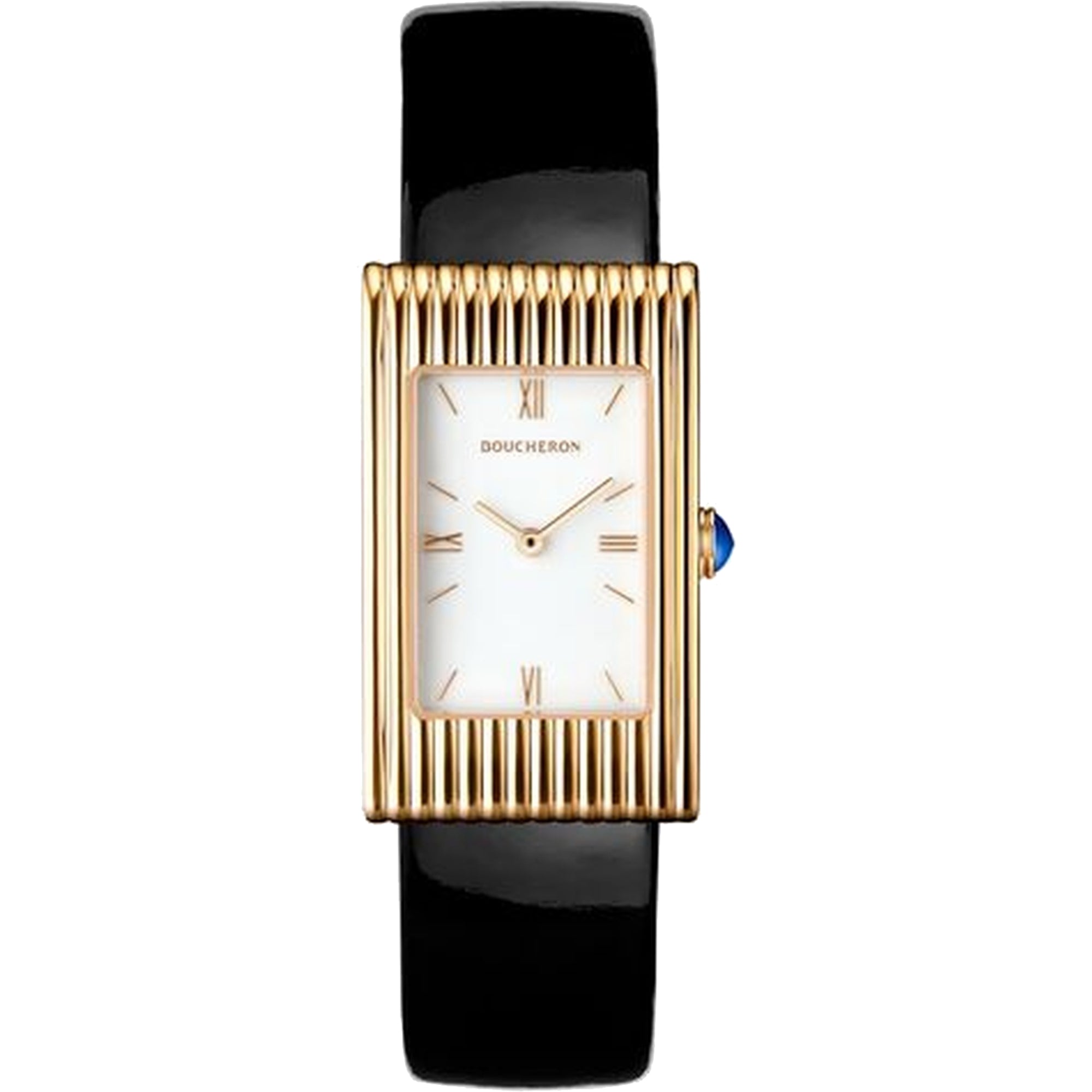 Reflet Medium yellow gold white lacquer & black shiny calf Watch - White & Yellow & Black