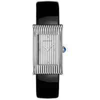 Reflet Medium steel silver gadroons & black shiny calf Watch - White & Black