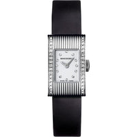 Reflet Small steel diamonds & black satin Watch - White & Black