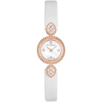 Serpent Bohème 21mm pink gold diamonds & white satin Watch - White & Yellow