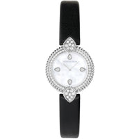 Serpent Bohème 32mm steel diamonds pearl dial & black calf Watch - White & Black