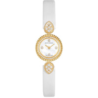 Serpent Bohème 18mm yellow gold diamonds & white satin Watch - White & Yellow & Black