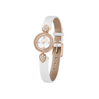 Serpent Bohème 21mm pink gold diamonds & white satin Watch - White & Yellow