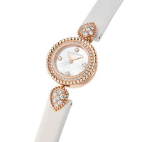 Serpent Bohème 21mm pink gold diamonds & white satin Watch - White & Yellow