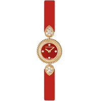Serpent Bohème 18mm yellow gold carnelian diamonds & red calf Watch - Yellow & Red