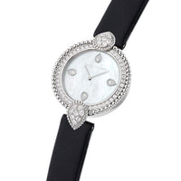 Serpent Bohème 32mm steel diamonds pearl dial & black calf Watch - White & Black