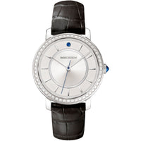 Epure 38mm white gold diamonds silver dial & black alligator Watch - White & Black