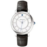 Epure 38mm white gold white dial & black alligator Watch - White & Black