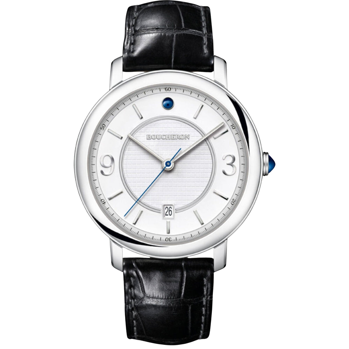 Epure 38mm white dial & black alligator Watch - White & Black