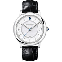 Epure white dial & black alligator Watch - White & Black