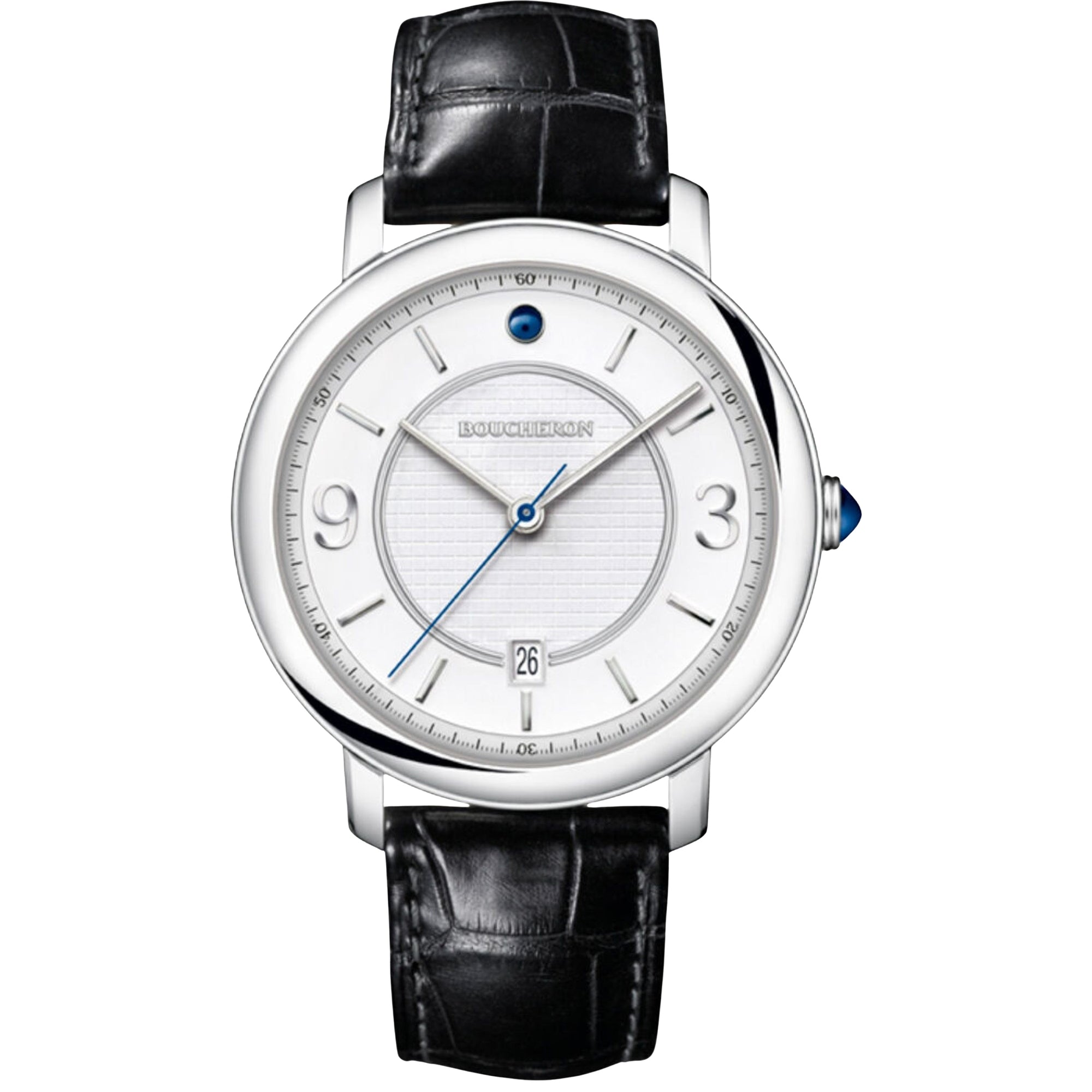 Epure white dial & black alligator Watch - White & Black