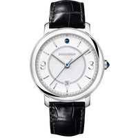 Epure steel white lacquer & black alligator Watch - White & Black