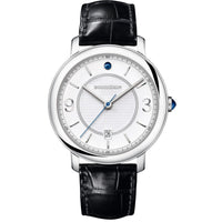 Epure 42mm steel white lacquer & black alligator Watch - White & Black