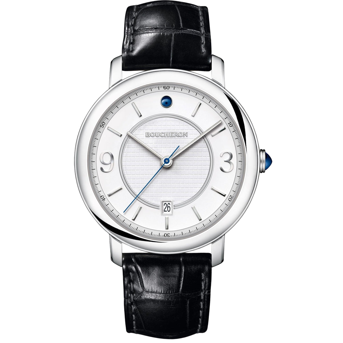 Epure 42mm steel white lacquer & black alligator Watch - White & Black