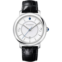Epure steel white lacquer & black calf Watch - White & Black