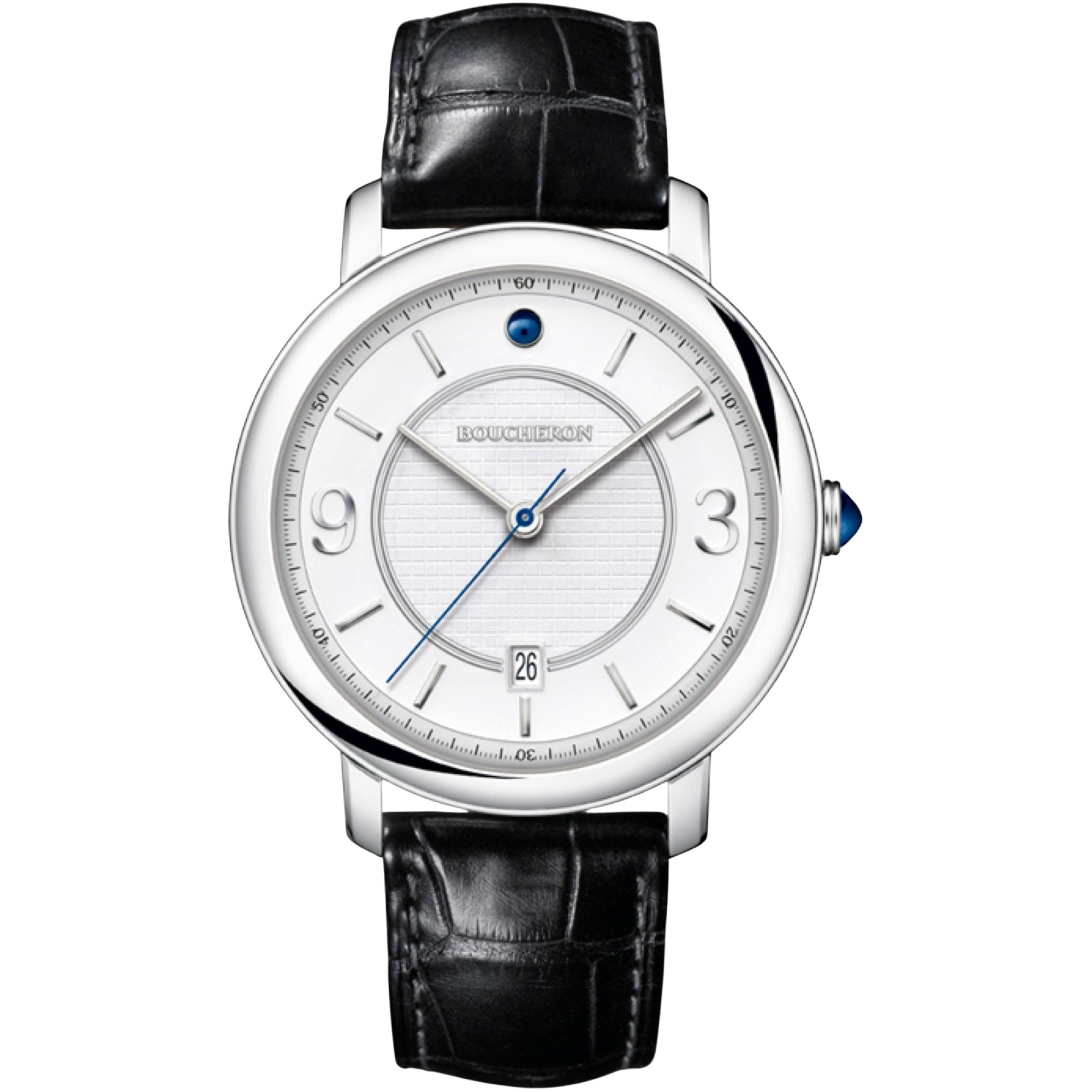 Epure steel white lacquer & black calf Watch - White & Black