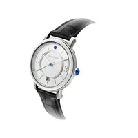 Epure steel white lacquer & black calf Watch - White & Black