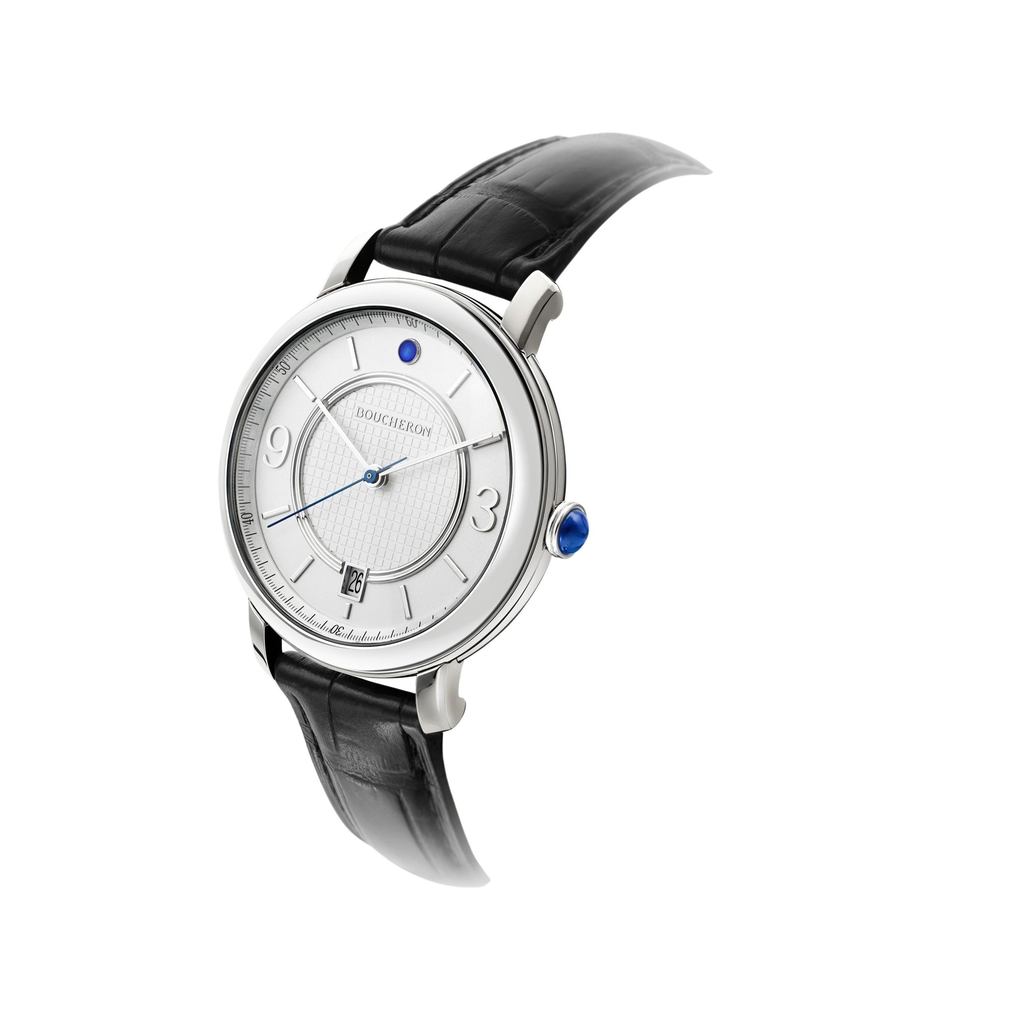 Epure steel white lacquer & black calf Watch - White & Black