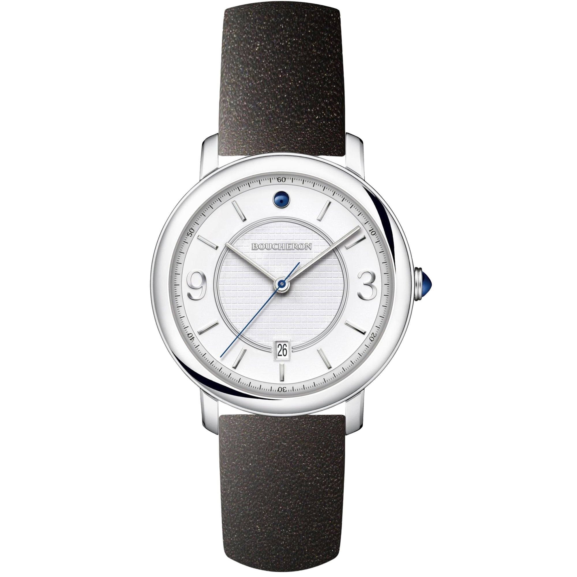 Epure steel white lacquer & black calf Watch - White & Black