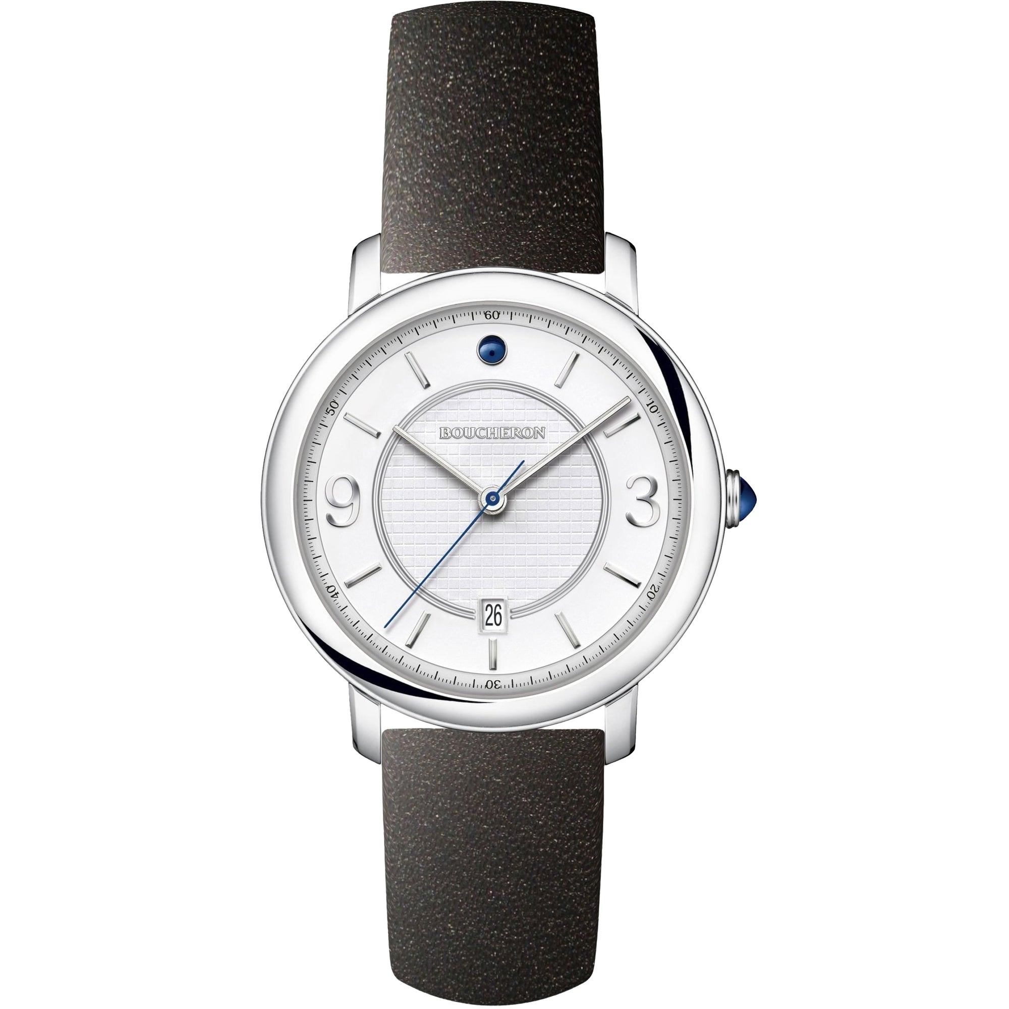 Epure 38mm steel white lacquer & black calf Watch - White & Black
