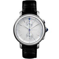 Epure 43mm steel white lacquer & black alligator Watch - White & Black