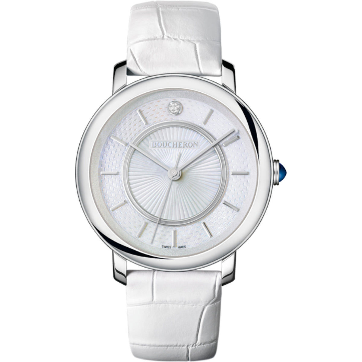 Epure 38mm white dial & white alligator Watch - White