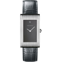 Reflet Large steel & grey alligator Watch - White & Black