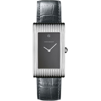 Reflet Large steel & grey alligator Watch - White & Black