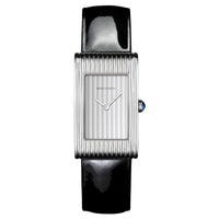 Reflet Medium steel gadroon silver & black patent calf Watch - White & Black