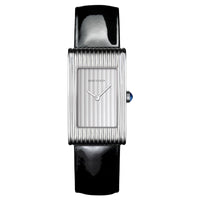 Reflet Medium steel gadroon silver & black shiny calf Watch - White & Black