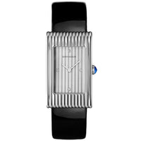 Reflet Medium steel silver gadroons & black patent calf Watch - White & Black