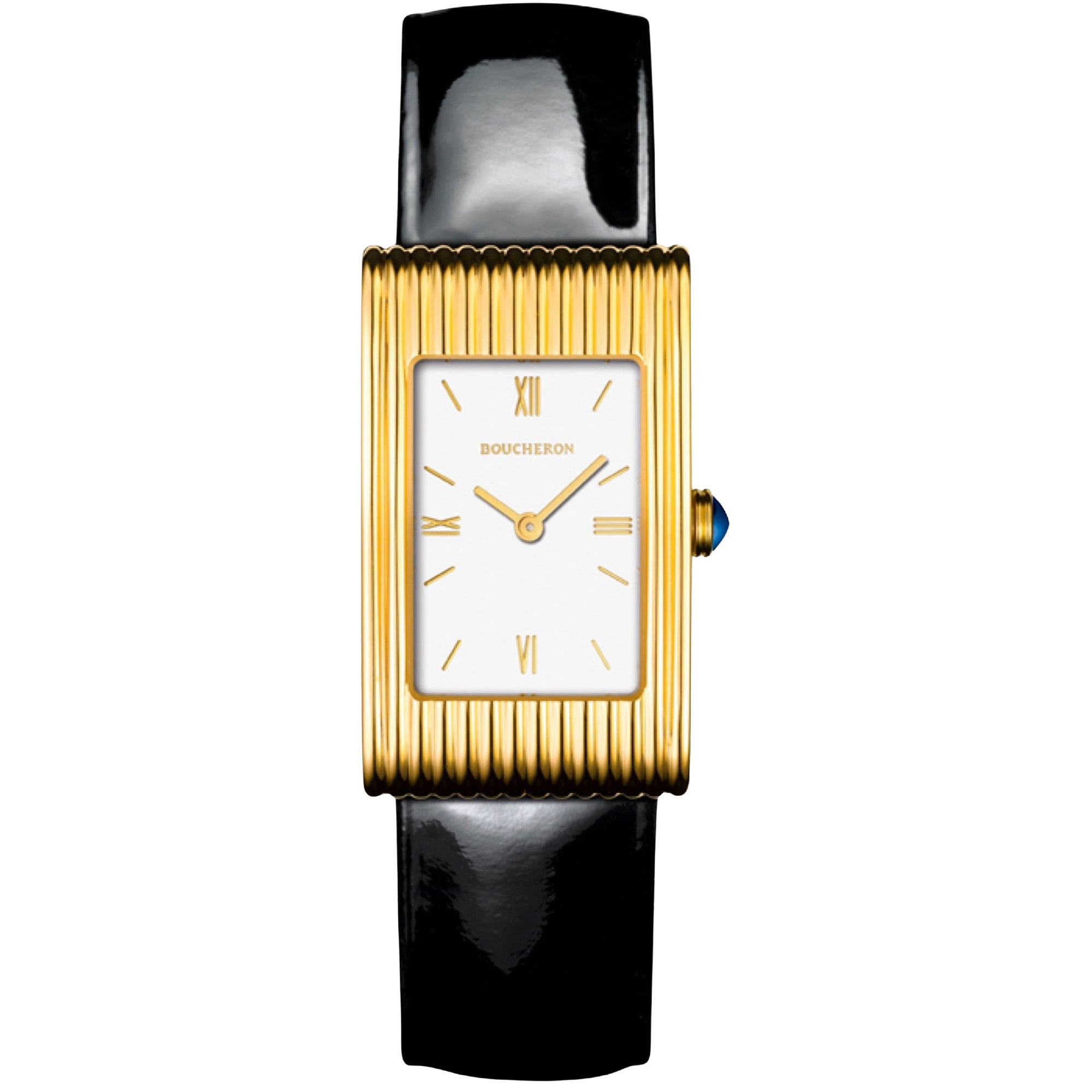 Reflet Medium yellow gold white lacquer & black patent calf Watch - White & Yellow & Black