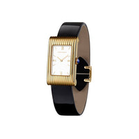 Reflet Medium yellow gold white lacquer & black shiny calf Watch - White & Yellow & Black