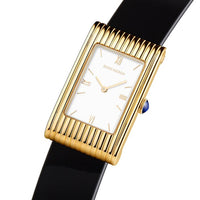 Reflet Medium yellow gold white lacquer & black shiny calf Watch - White & Yellow & Black