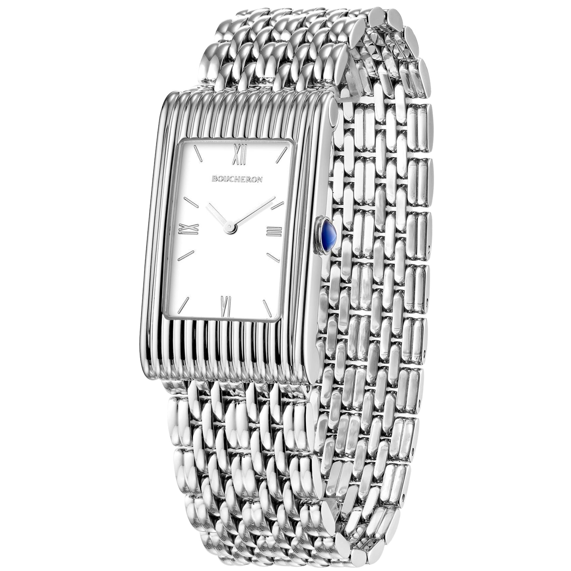 Reflet Medium steel white dial & steel Watch - White & Black