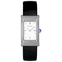 Reflet Medium steel white dial & black mat calf Watch - White & Black