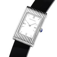 Reflet Medium steel white dial & black mat calf Watch - White & Black