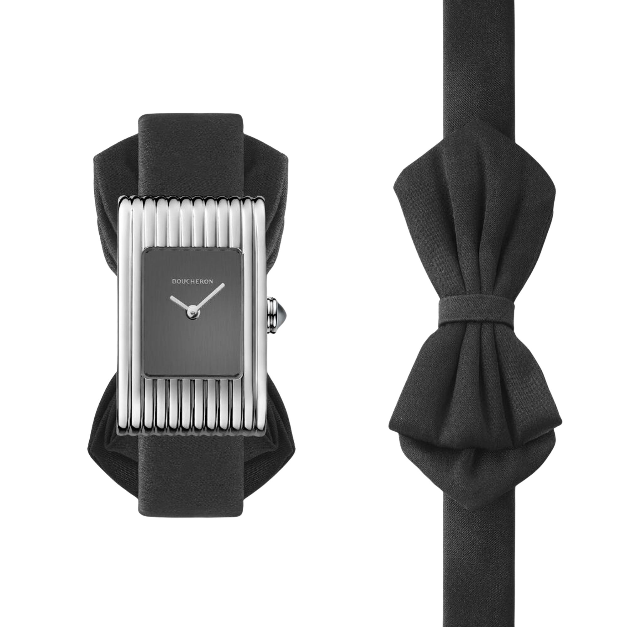 Reflet Small steel & anthracite rubber calf Watch - White & Black