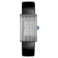 Reflet Small steel silver gadroons & black patent calf Watch - White & Black