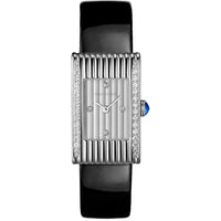 Reflet Small steel diamonds silver gadroons & black patent calf Watch - White & Black
