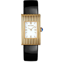 Reflet Small yellow gold white dial & black patent calf Watch - White & Yellow & Black
