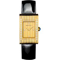 Reflet Small yellow and gadroon gold diamonds & black patent calf Watch - Yellow & Black