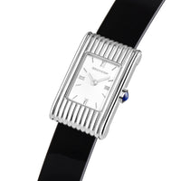 Reflet Small steel white dial & black mat calf Watch - White & Black