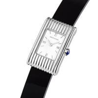 Reflet Small steel white dial & black mat calf Watch - White & Black