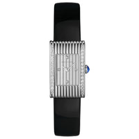Reflet Small steel diamonds silver gadroons & black mat calf Watch - White & Black